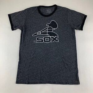Chicago White Sox MLB Black Majestic Threads Lallapalooza Ringer Crewneck Shirt